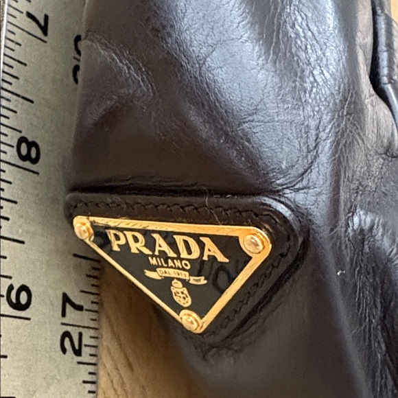 Prada Black Pleated Leather Bow Shoulder Bag - Picture 8 of 9